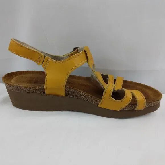 Naot Sandals Slingback Strappy Yellow Leather Open Toe Casual Womens 35 US 4 4.5 - Picture 7 of 12